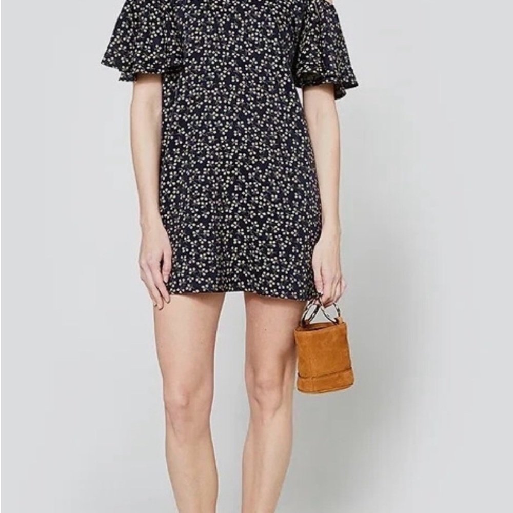 Ganni Black Floral Mini Dress